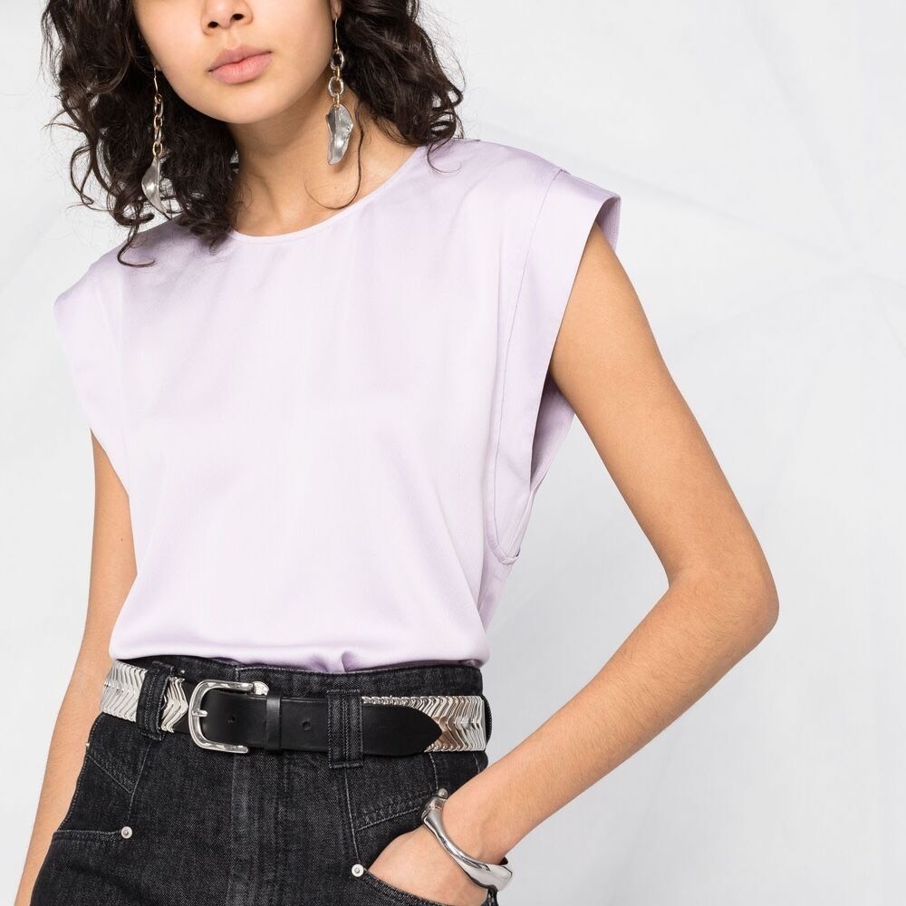 NWOT ba&sh Sound Satin Tee Shirt in Mauve - Size 0